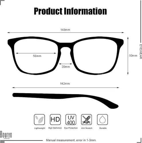 Vista 5 de Bouryo Gafas de sol retro estilo aviador, clásicas, vintage, marco cuadrado de los años 70 para mujeres y hombres, protección UV