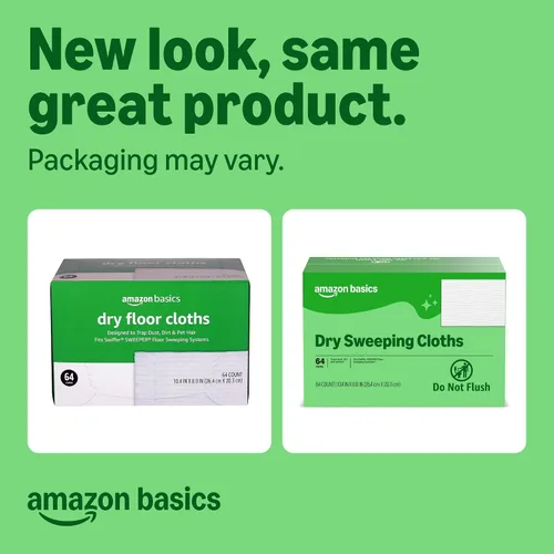 Vista 2 de Amazon Basics Paños de barrido en seco para limpieza de suelos, pelo de mascotas, polvo, suciedad, multisuperficie, desechable, se adapta a