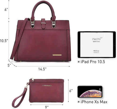 Vista 4 de Bolso de mano para mujer, con solapa, con correa y asa superior, bolso de trabajo, con correa a juego