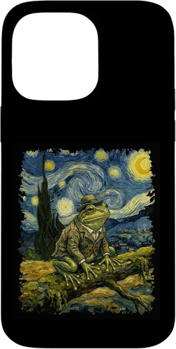 Vista 21 de Vintage Frog Van Gogh Style Starry Night Graphic Case for iPhone 17