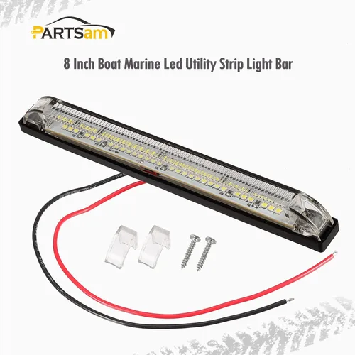 Vista 2 de Partsam 2 tiras de luces LED blancas de 8 pulgadas, 30 luces LED para barco, barra de luces exteriores e interiores selladas de 8 pulgadas