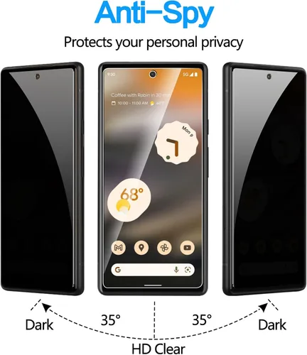 Vista 4 de YWXTW Protector de pantalla de privacidad para Google Pixel 6A, 6.1 "5G, vidrio templado anti-espía 9H película de dureza
