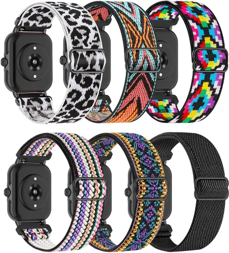 Vista 9 de Paquete de 6 bandas elásticas de nailon compatibles con Amazfit Active 2/Active, 0.787 pulgadas, tela suave, transpirable, correa deportiva de 6Pcs-2