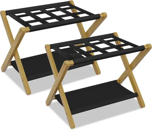 Vista 18 de Heybly HLR010Z1 - Portaequipajes, soporte plegable para maleta con estante de almacenamiento, soporte de equipaje de alta resistencia