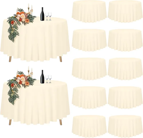 Vista 8 de Paquete de 12 manteles rectangulares beige para mesas de 6 pies de 60 x 102 pulgadas, manteles impermeables beige a granel para bodas, poliéster