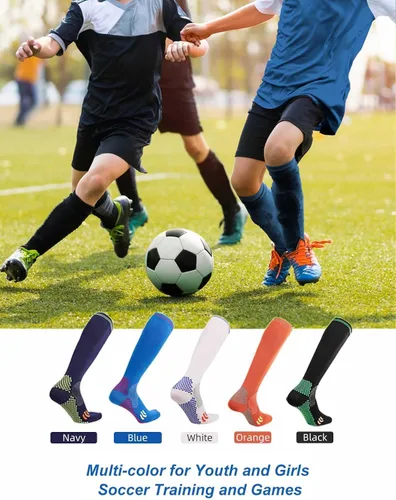 Vista 6 de Rolxmed Calcetines deportivos de compresión para correr, fútbol, béisbol, para jóvenes, mujeres y hombres, 15-20 mmHg, ajuste delgado (1 par3 pares)