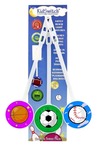 Vista 6 de Kidswitch Extensor de interruptor de luz para niños (paquete de 3, tema de dinosaurio) - Extensión de interruptor de palanca que brilla