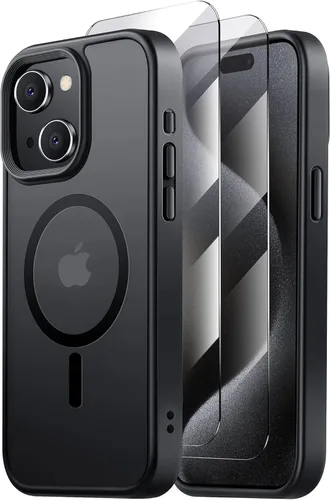 Vista 42 de Tigowos Funda magnética para iPhone 15, resistente a las caídas, sensación de piel mate, a prueba de golpes, ajuste delgado para iPhone 15, negro