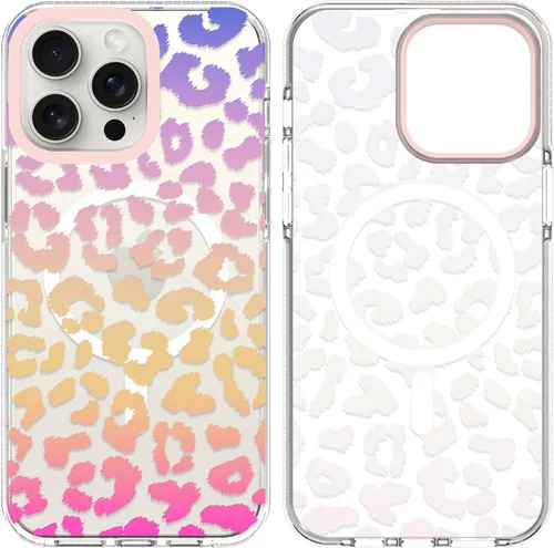 Vista 31 de SAKUULO Funda magnética para iPhone 11 Pro Max [Compatible con MagSafe] Patrón de Estampado de Leopardo Gris Claro Funda de Carga Inalámbrica