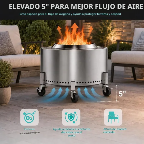Vista 3 de Hisencn Soporte rodante para hogueras de 15-27 pulgadas para estufa