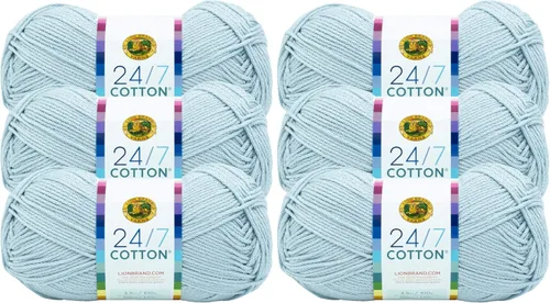 Vista 17 de Lion Brand Yarn - Hilo ligero 24/7 de algodón para tejer, hacer ganchillo y manualidades, Ámbar, paquete de 1 Light Worsted 100% Mercerized Cotton