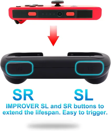 Vista 4 de FastSnail Base de carga y paquete de 4 empuñaduras de interruptor para Nintendo Switch Joy Con y modelo OLED, estación de soporte de carga con cable