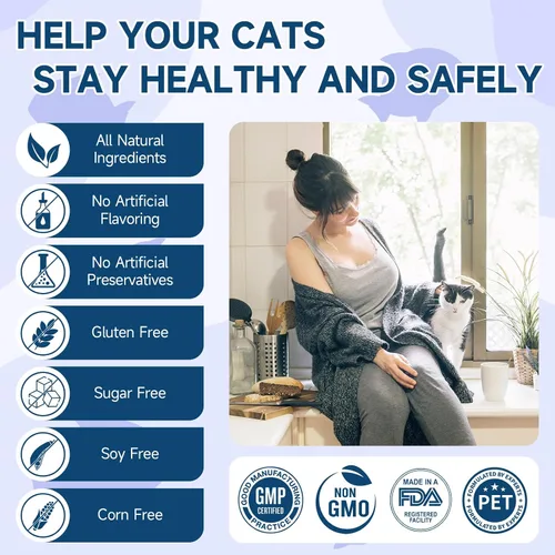 Vista 8 de Woyamay Golosinas calmantes para gatos de cáñamo, 200 golosinas masticables calmantes para gatos para la ansiedad y el alivio del estrés, golosinas