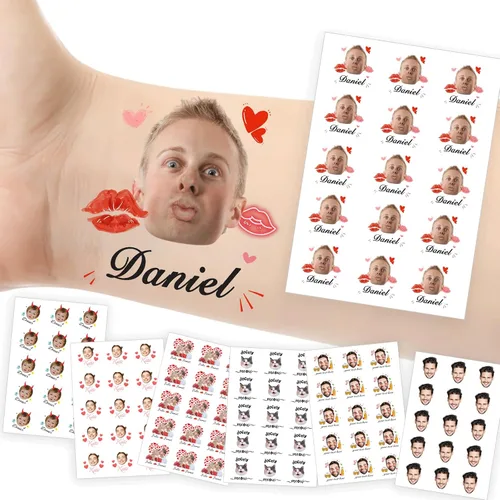 Vista 21 de Tatuajes temporales personalizados con foto y nombre, logotipo personalizado para adultos, niños, mujeres, hombres, regalo de boda, cumpleaños