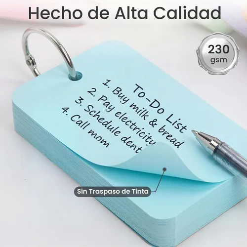 Vista 6 de Koogel 1500 tarjetas flash para estudiar con anillos de metal, 2.2 x 3.5 pulgadas, tarjetas de índice de colores a granel, blocs de notas pequeñas