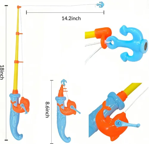 Vista 2 de Juego de pesca magnético, juguetes de piscina para niños, mesa de agua, tina, juguete de pesca con piscina inflable, piscina de agua juguetes al