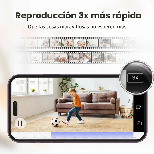 Vista 8 de owltron Cámara de seguridad interior 2K, cámaras de 360° para seguridad del hogar con detección de movimiento, WiFi de 2.4G para Blanco-350°