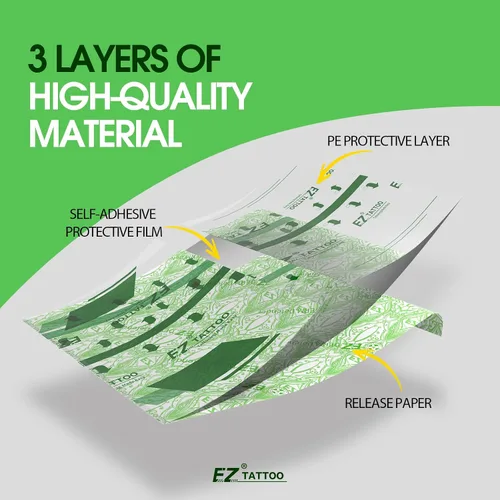 Vista 3 de EZ Derm Defender Roll, vendaje impermeable para cuidado posterior del tatuaje, 4 pulgadas x 10.9 yardas, película transparente para vendaje