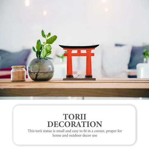 Vista 7 de NOLITOY Puerta Torii en miniatura, adorno de resina de estilo japonés, modelo de santuario sintoísta rojo para jardín zen, pecera, decoración
