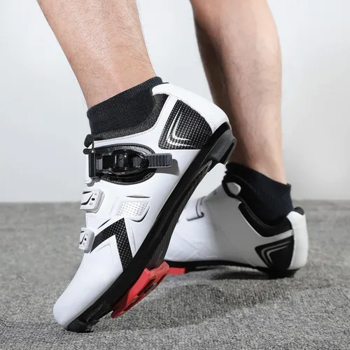 Vista 7 de Zapatos de ciclismo unisex compatibles con Peloton Bike y SPD, incluyendo tacos Delta, ideales para ciclismo en interiores y exteriores