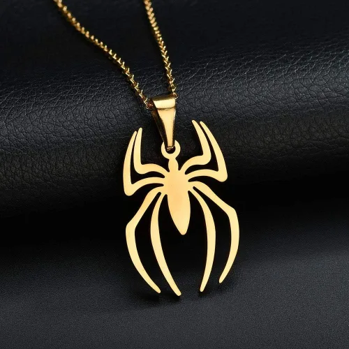 Vista 2 de RZCXBS Collar con colgante de araña de acero inoxidable ligero con dije de Spiderman joyería para niños mujeres niños y niñas Metal