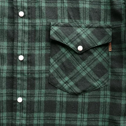 Vista 4 de Dubinik Camisa de franela para hombre, estilo vaquero occidental, con botones y perlas, para hombre, manga larga, vintage, a cuadros
