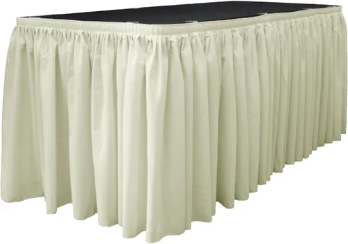 Vista 27 de LA Linen Falda de mesa de popelina de poliéster para mesas rectangulares, tela plisada para banquetes de boda, 14 pies por 29 pulgadas de largo
