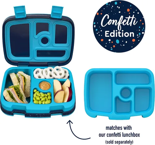 Vista 2 de Bentgo® Bandeja para niños con cubierta transparente, reutilizable, sin BPA, recipiente de preparación de comidas de 5 compartimentos con control