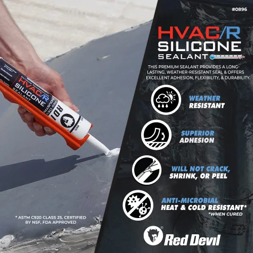 Vista 3 de Red Devil 089650 sellador de silicona para temperaturas extremas HVAC/R, 280 ml, aluminio, 1 paquete, fabricado en EE. UU
