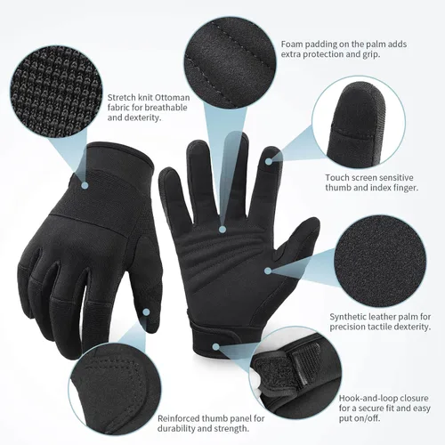 Vista 6 de OZERO Guantes de trabajo para hombres y mujeres: guantes de mecánico para pantalla táctil, agarre firme, destreza, guantes ligeros para construcción
