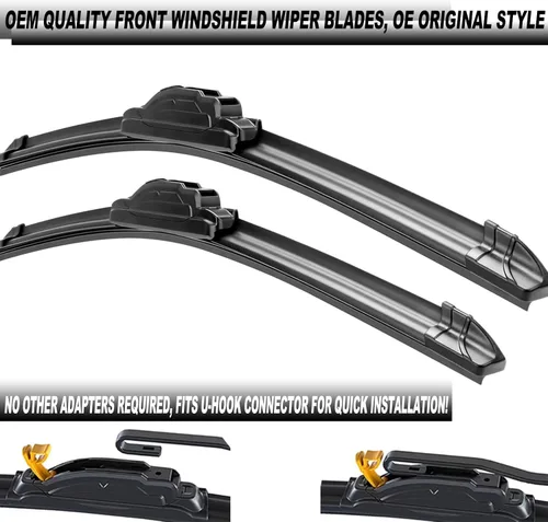Vista 2 de ATTKE Escobillas limpiaparabrisas delanteras de calidad OEM para Jeep Wrangler 1997-2006/Porsche 911 1978-1994/Suzuki Samurai 1986-1995