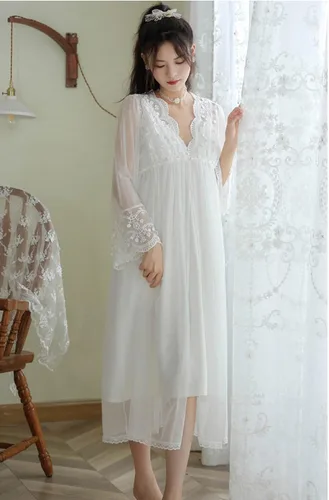 Vista 4 de Sharebeauty Camisón estilo palacio victoriano vintage súper suave modal viscosa rayón