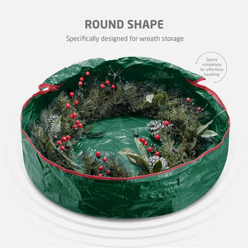 Vista 3 de ZOBER - Contenedor de almacenamiento para coronas de Navidad de 30 pulgadas - Bolsa para coronas de Navidad con doble cierre y asas duraderas - Verde