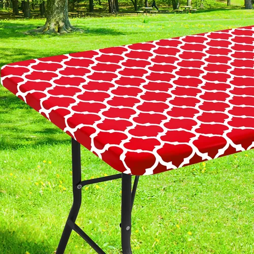Vista 17 de Smiry Mantel cuadrado para mesa de pícnic, manteles de camping impermeables elásticos ajustables, protector de mantel de vinilo con respaldo de Gris