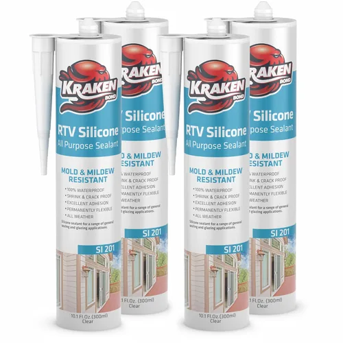 Vista 13 de Kraken Bond Sellador de silicona negro resistente al agua Cartucho de 100 a 10 onzas líquidas, RTV silicona para calafatear cocina y baño, todo uso