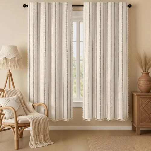 Vista 32 de Cortinas opacas estilo bohemio verde salvia de 96 pulgadas, 2