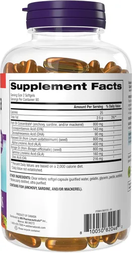 Vista 8 de Webber Naturals Triple Omega 3 6 9, 2400 mg de aceite de pescado por porción, alta potencia, 180 cápsulas blandas, sin regusto a pescado