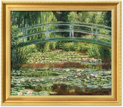 Vista 104 de IPIC - Reproducción artística de los lirios de agua de Claude Monet 1906, impresiones giclée coinciden con el marco dorado clásico, arte de pared