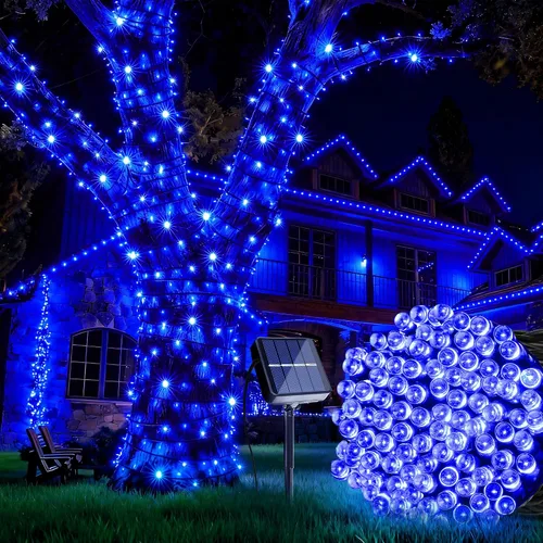 Vista 13 de Joomer Luces Solares Navideñas en Cadena, 39 pies, 100 LED, luces impermeables para exteriores con 8 modos de luces centelleantes para jardín