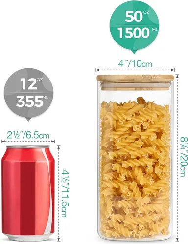 Vista 2 de Recipientes de Cristal de Almacenamiento con Tapa de Bambú Hermética Recipientes de Cristal Cuadrados para Almacenamiento de Cocina Ideal
