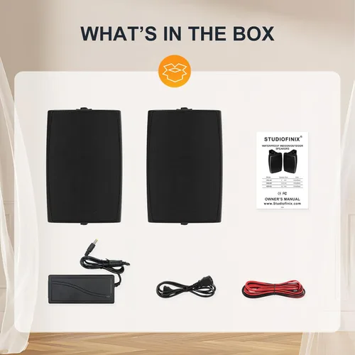 Vista 7 de STUDIOFINIX Altavoces Bluetooth para exteriores de 6.5 pulgadas, 400 W, impermeables, con cable, sistema de altavoces impermeables para montaje