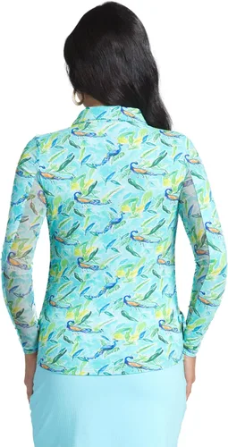 Vista 7 de IBKUL Athleisure Wear 48378 - Protector solar UPF 50+ Icefil Cooling Tech Rachel Print Polo de manga larga con cremallera