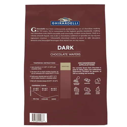 Vista 4 de Ghirardelli Chocolate Company - Obleas de chocolate oscuro, bolsa de 5 libras (paquete de 1)