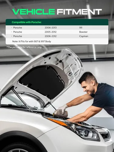 Vista 3 de Juego de 2 soportes de elevación de capó delantero para Porsche 911 2006-2013 Boxster 2005-2012 Cayman 2006-2012 2006-2012