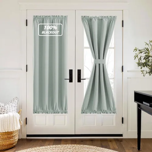 Vista 165 de NICETOWN Cortinas de Lino para Puerta Lateral - Cortinas Opacas con Aislamiento Térmico para Puerta Delantera Francesa para Sombra Pequeña