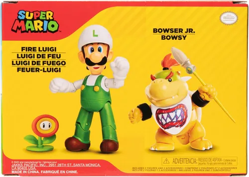 Vista 11 de Super Mario Nintendo - Figura de acción de 4 pulgadas, paquete de 2 Fire Luigi & Bowser Jr. con accesorios