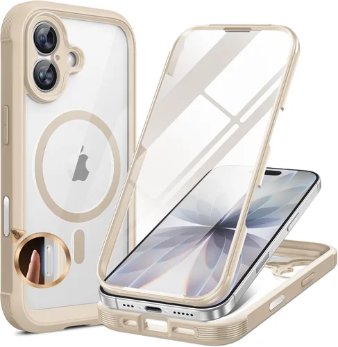 Vista 224 de Miracase - Funda magnética para iPhone 13 Pro Max de 6.7 pulgadas (compatible con MagSafe), transparente, completo, protector de pantalla de vidrio