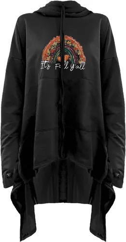 Vista 5 de Sudaderas de Halloween para mujer, de manga larga, sin botones, de ajuste holgado, con dobladillo de moda, suéter de invierno