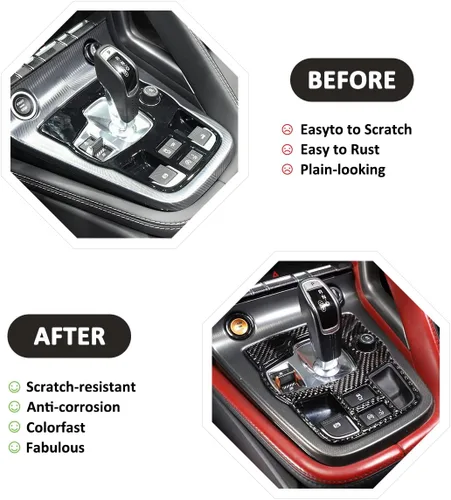 Vista 2 de Adhesivo suave de fibra de carbono para el interior del automóvil para Jaguar F-Type 2013-2026 Cubierta de la consola central (estilo B, negro)