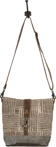 Vista 4 de Myra Bag Goodweave Bolso de hombro de lona y piel de vaca reciclada S-1573